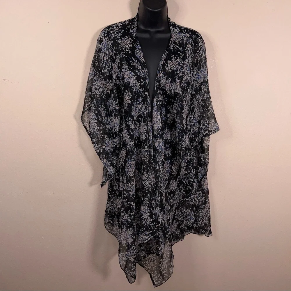 Lauren Conrad Sheer Shawl Floral Lightweight Open Front Short Sleeve